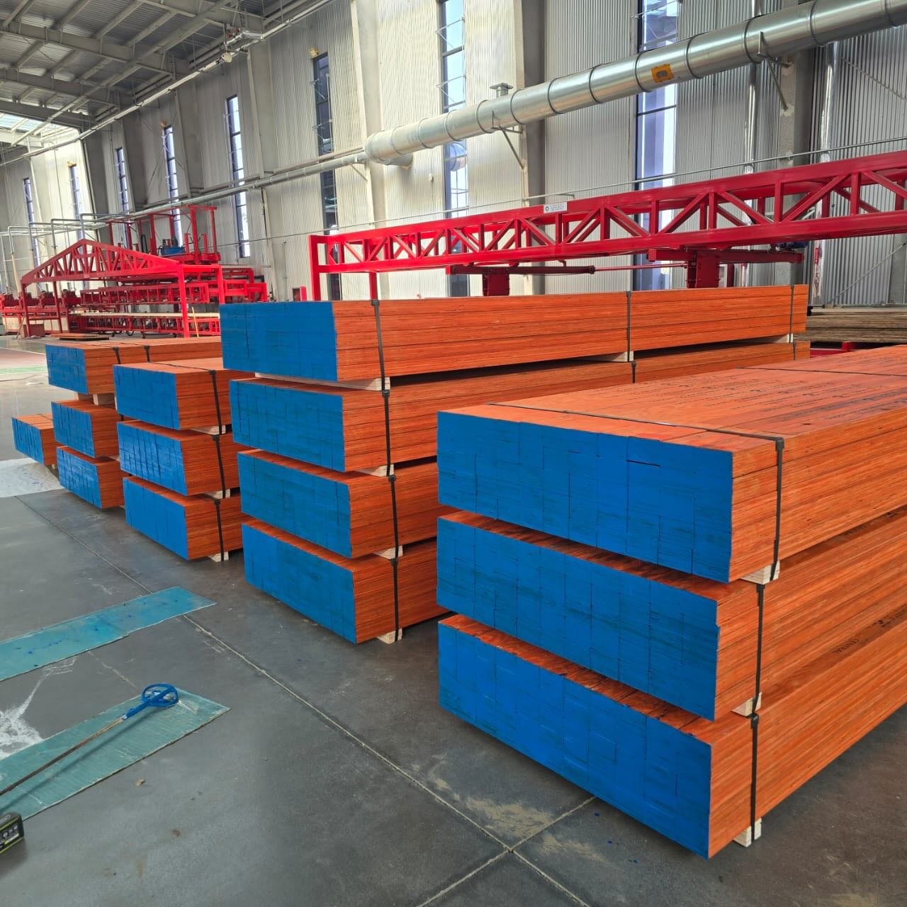 Central Form LVL packs stacked in the mill, ready for the truck